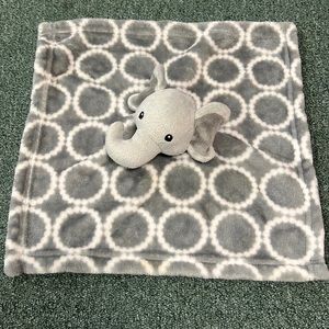 New baby blanket with attached stuffed elephant